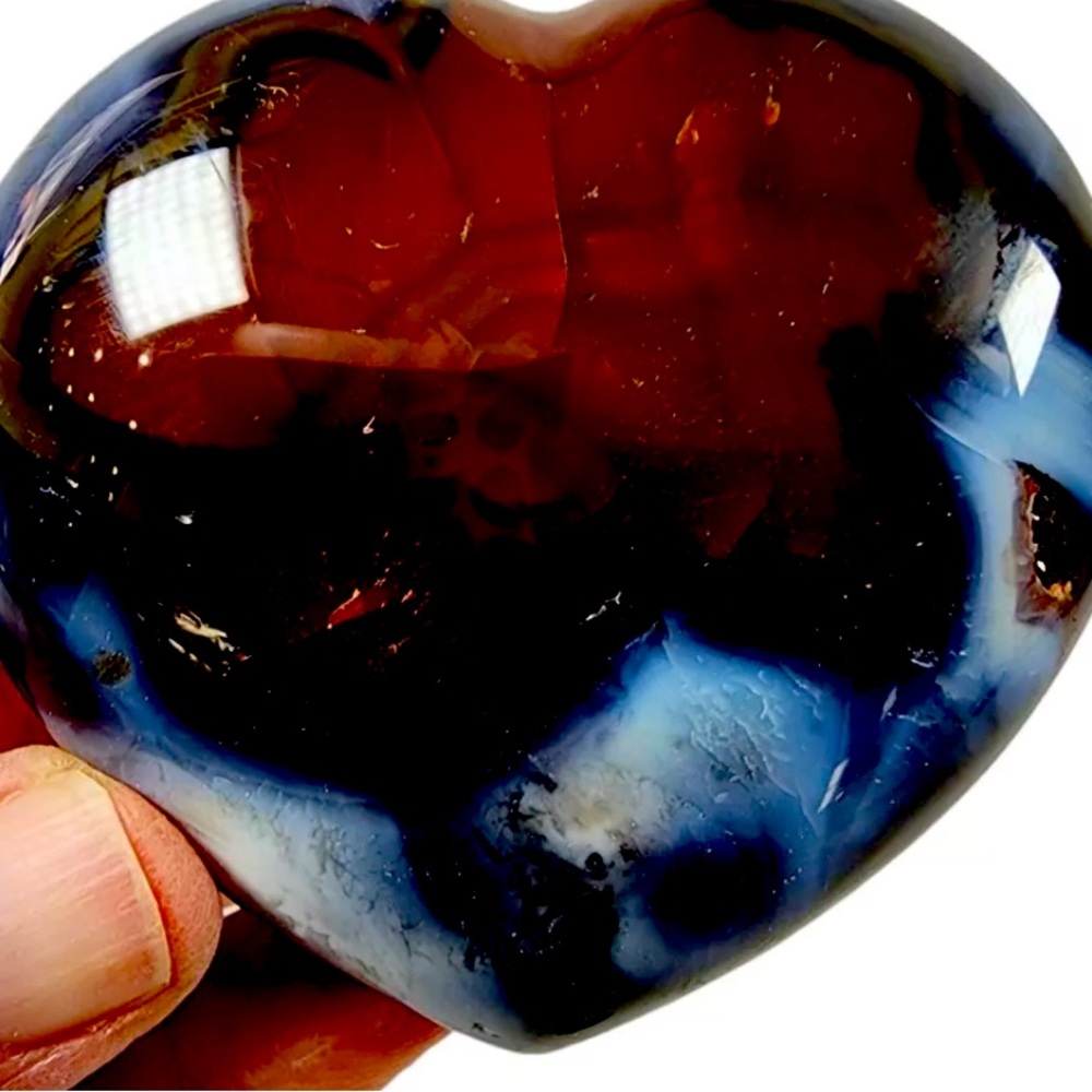 128g carnelian hear with druzy RARE